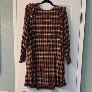 Zara Women's Brown Plaid Mini Dress